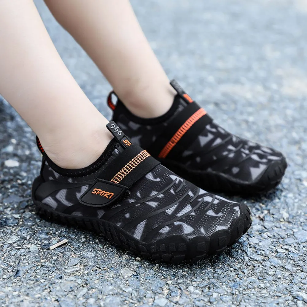 Kids Water Shoes Barefoot Quick Dry Aqua Sports Shoes Boys Girls Pattern Printed - Black Size Bigkid US2 = EU32