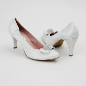 Le Babe White Silver Luce Leather Court Shoes