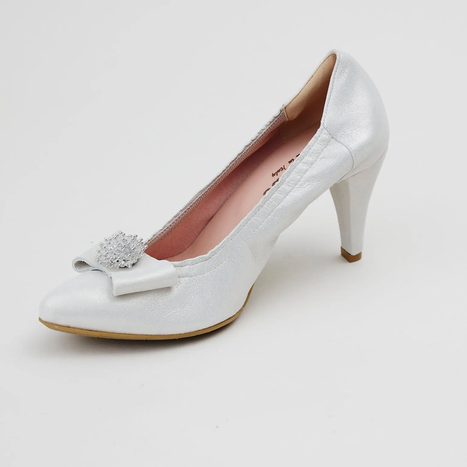 Le Babe White Silver Luce Leather Court Shoes