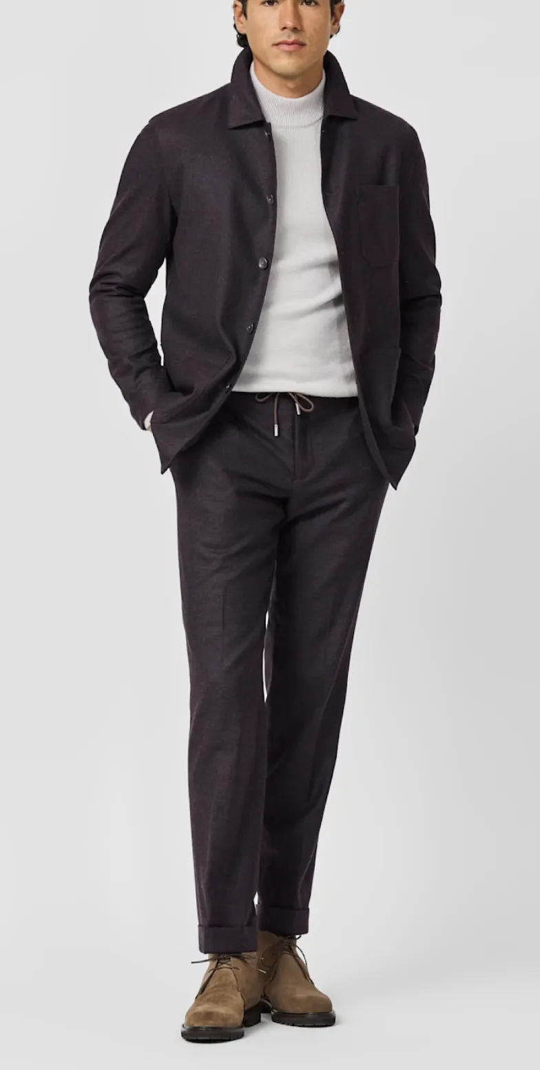 Loro Piana T-Way Merlot Flannel Merino Wool Stretch