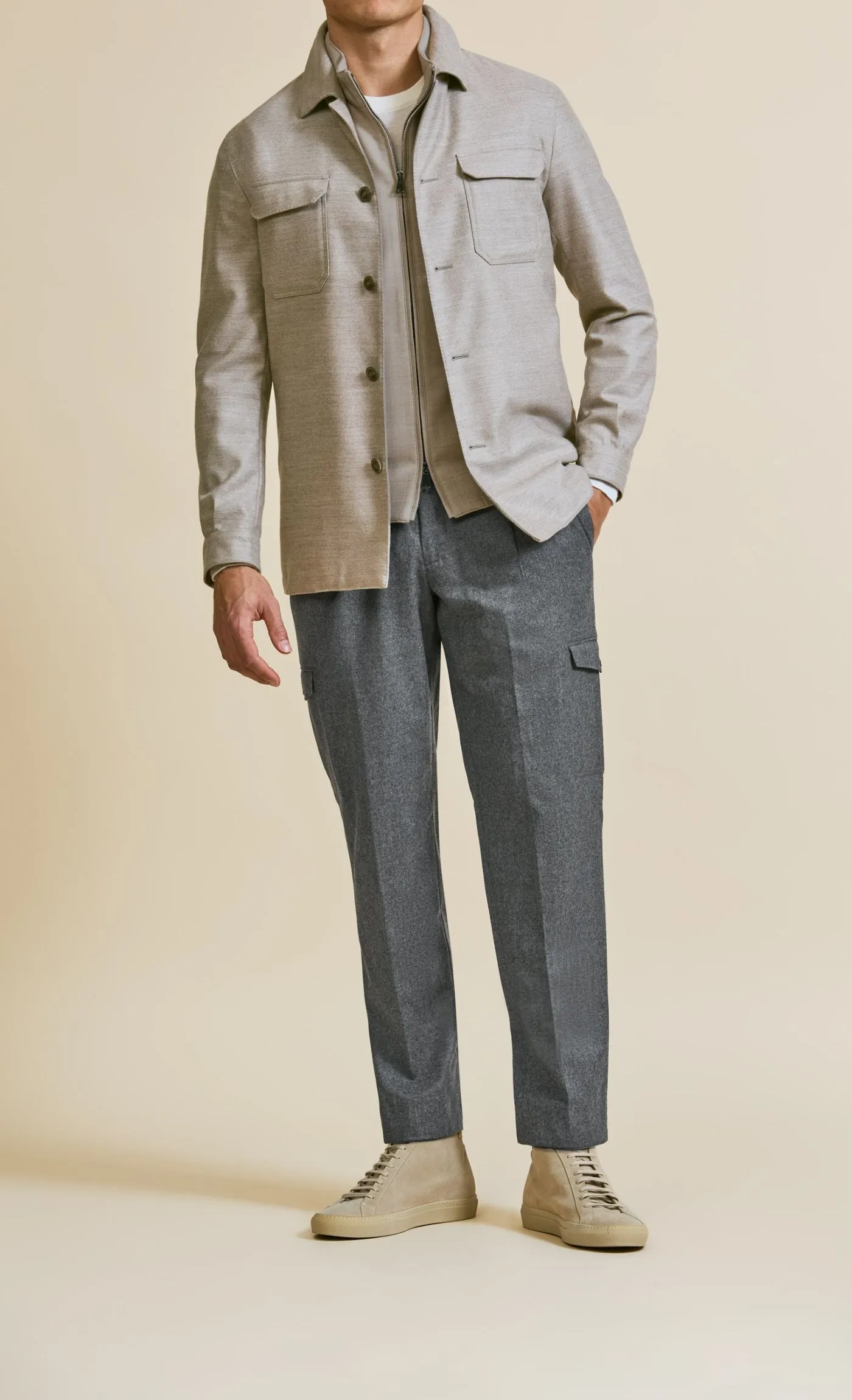 Loro Piana ZELANDER Sand S150 Merino Wool Flannel