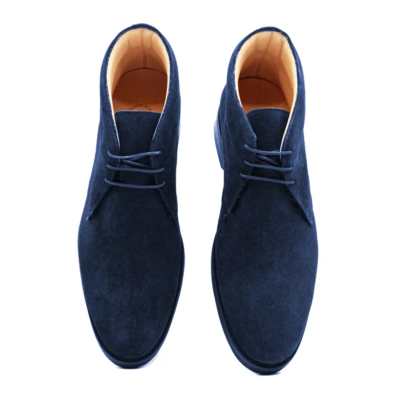 Marco Italian Sueded Calfskin Chukka Boot in Navy by Zelli Italia