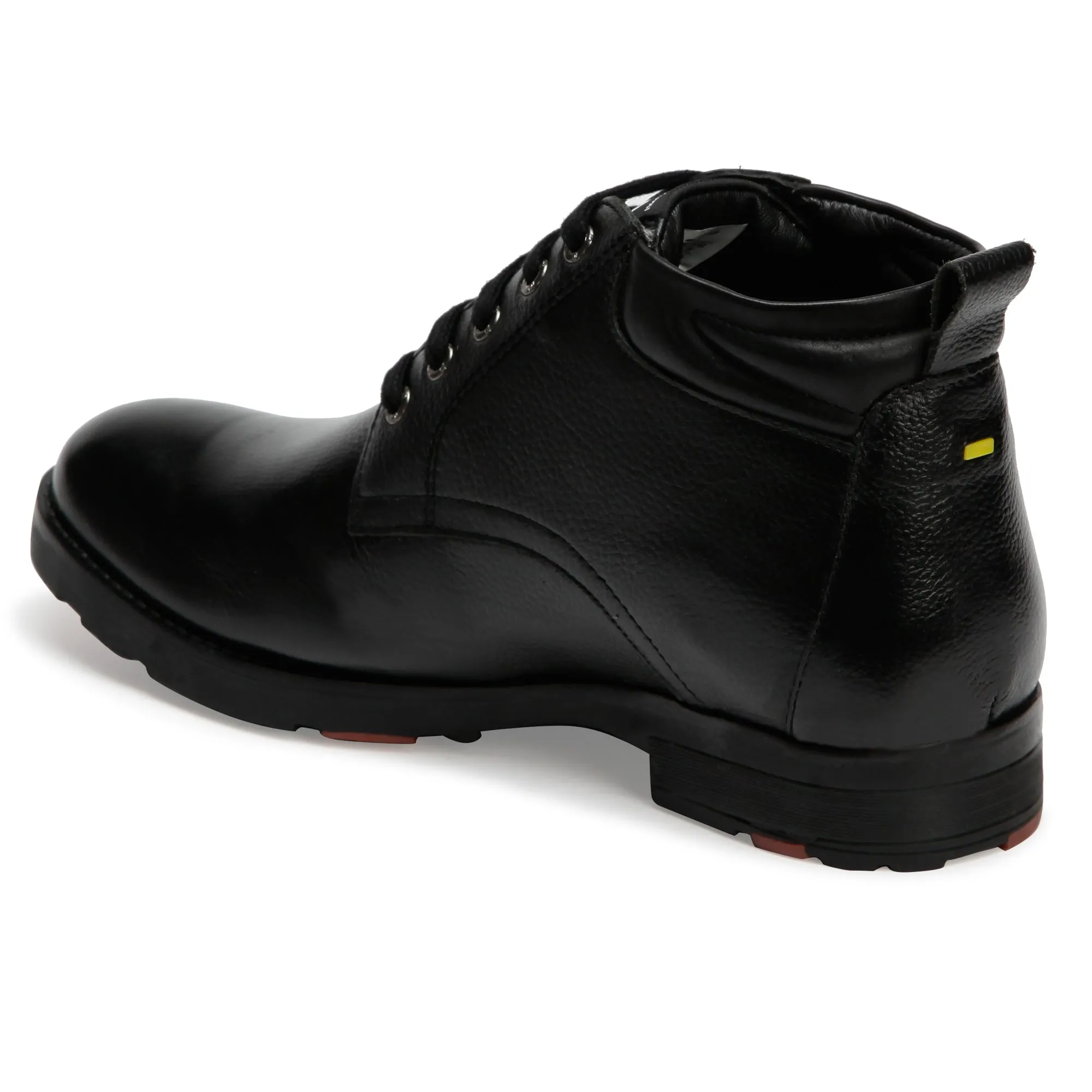 Men Black Solid Mid-Top Chukka Boots