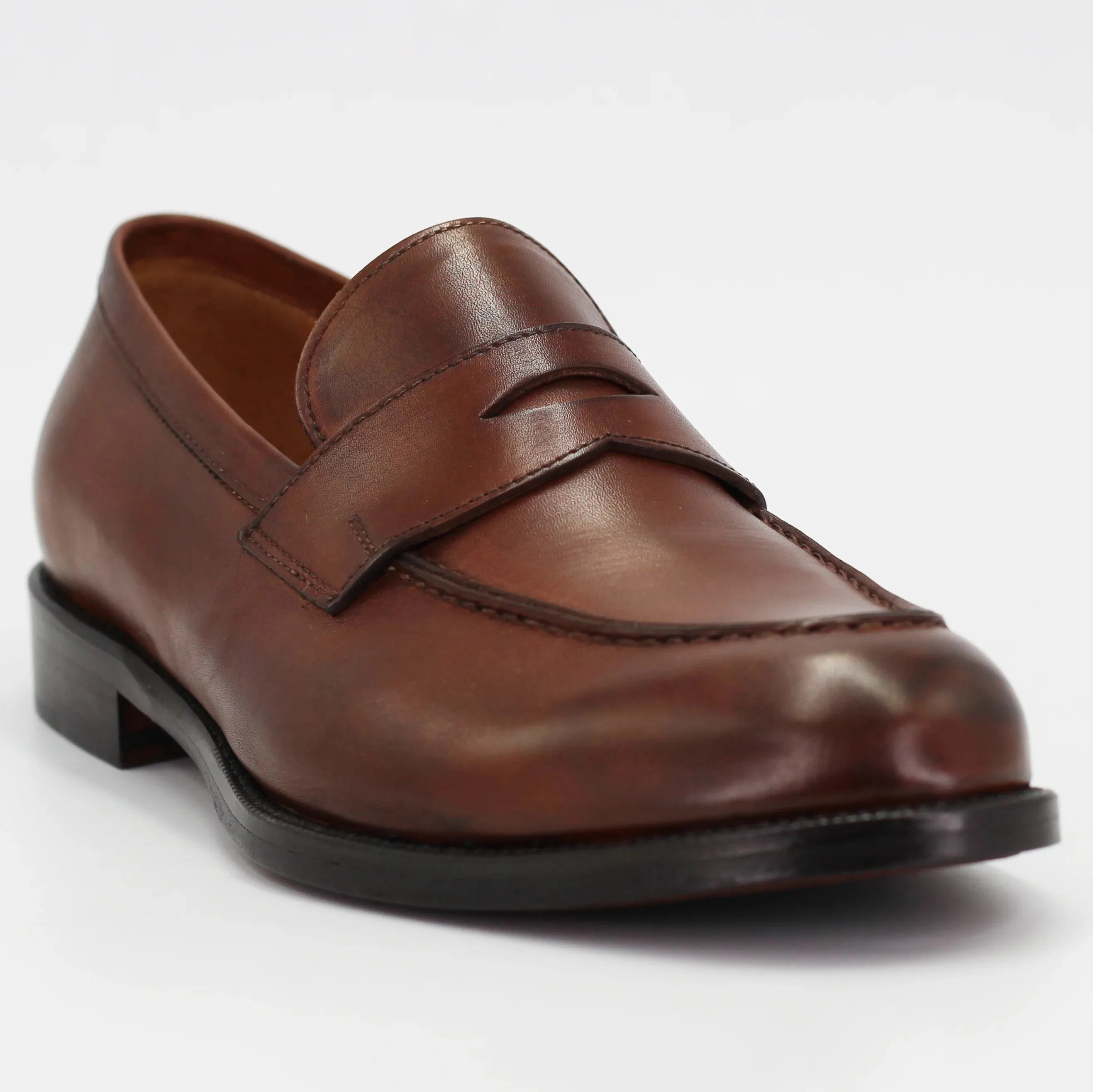 Men's moccasin in calf leather brandy (BRU10567)