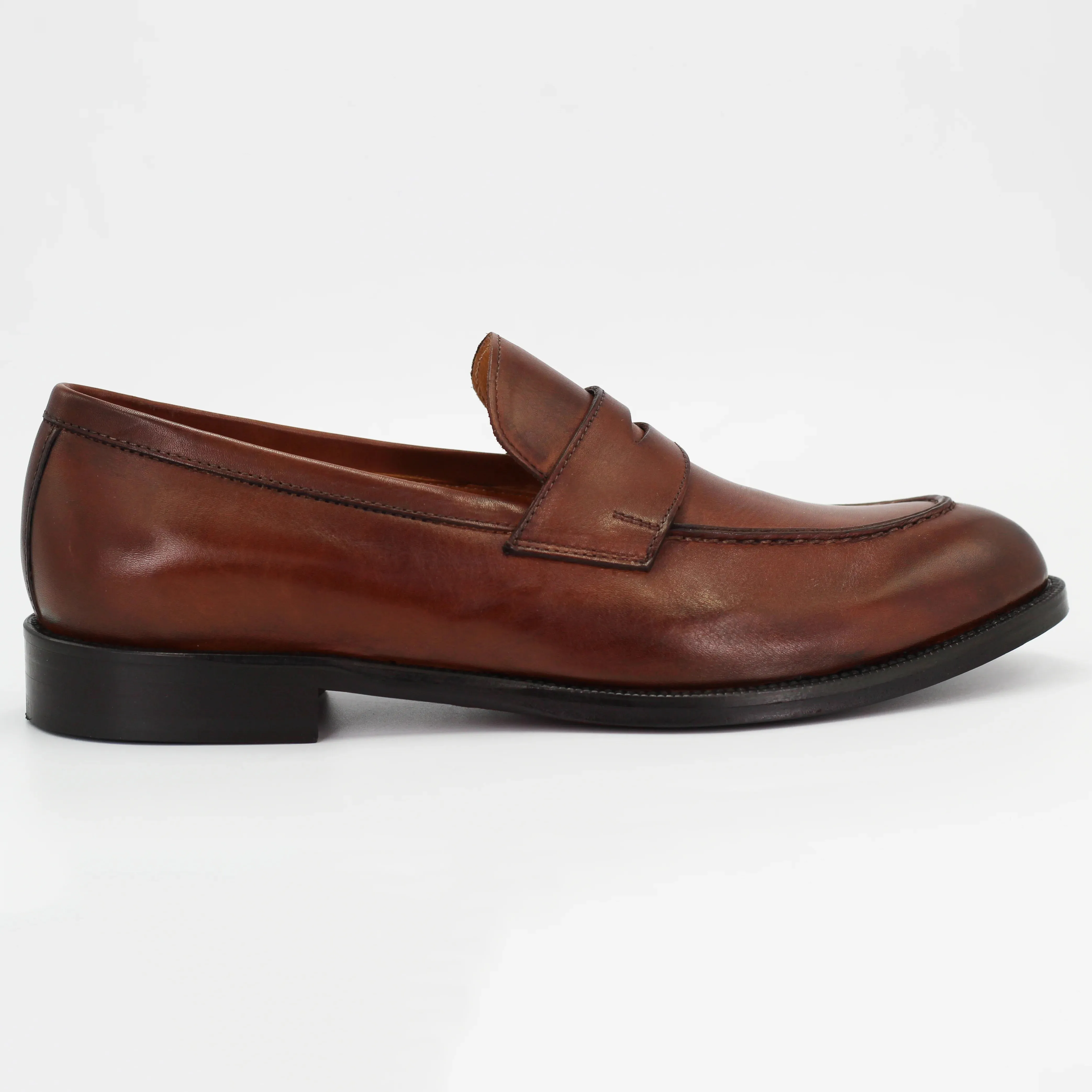 Men's moccasin in calf leather brandy (BRU10567)