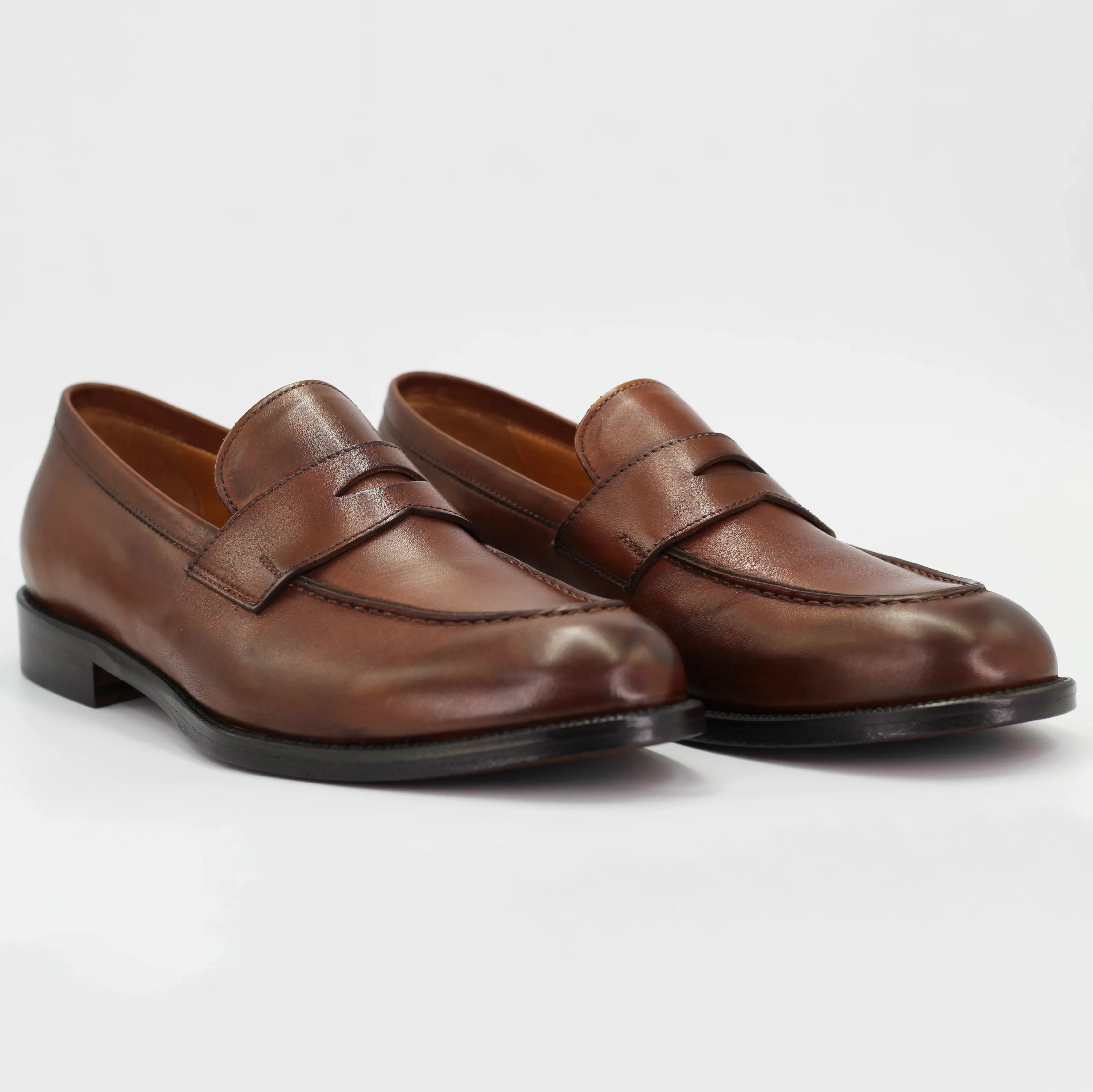Men's moccasin in calf leather brandy (BRU10567)