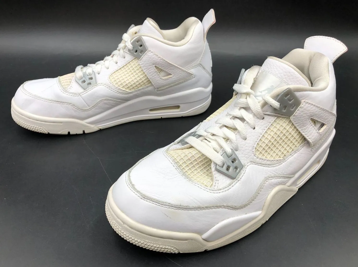 Nike Air Jordan 4 Retro GS 'Pure Money' 2017 White Sneakers - Size 7Y ( COA)