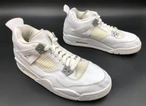Nike Air Jordan 4 Retro GS 'Pure Money' 2017 White Sneakers - Size 7Y ( COA)
