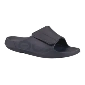 OOFOS Mens Ooahh Sport Adjustable Black Slide