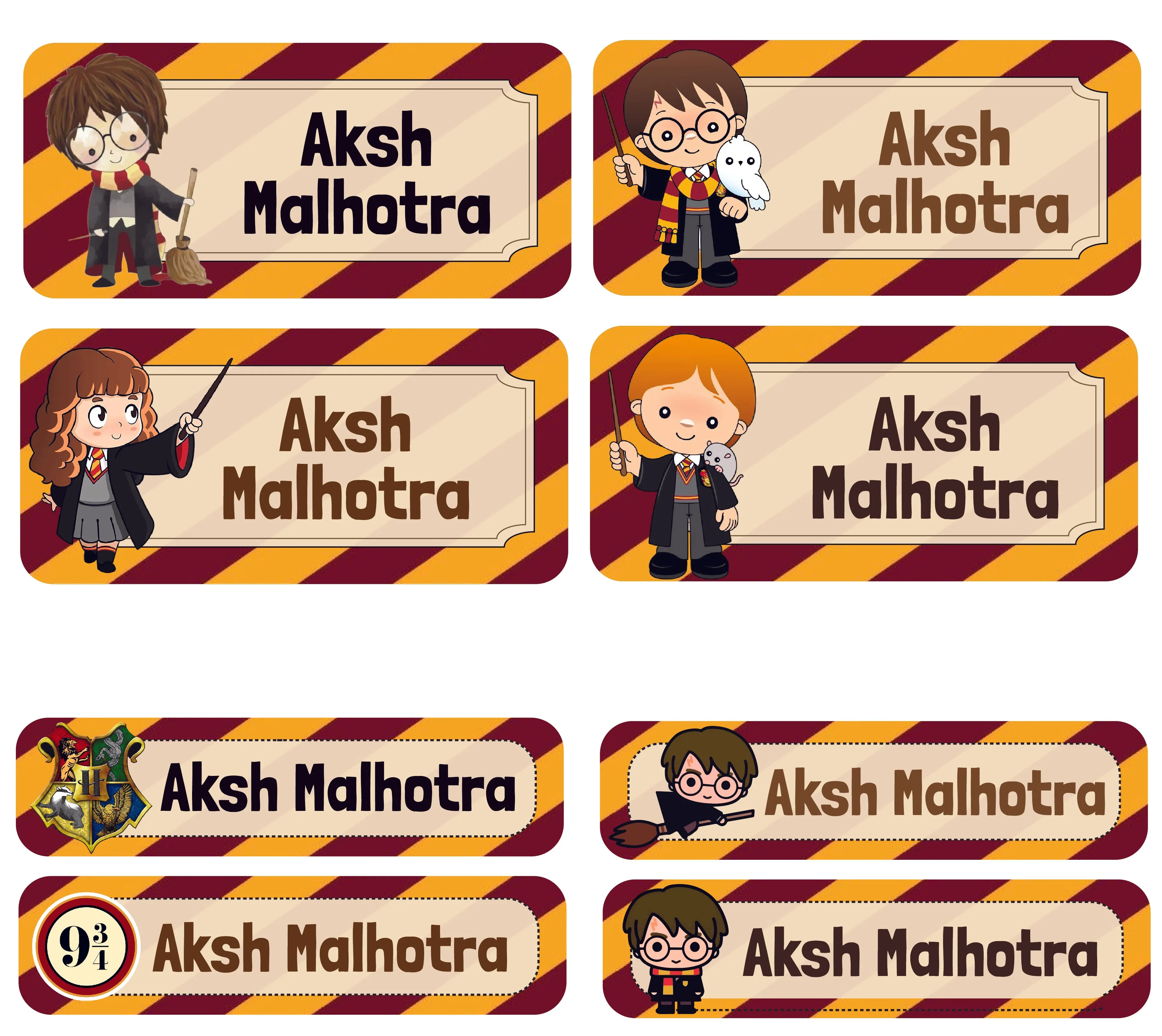 Personalized Rectangular Name Labels