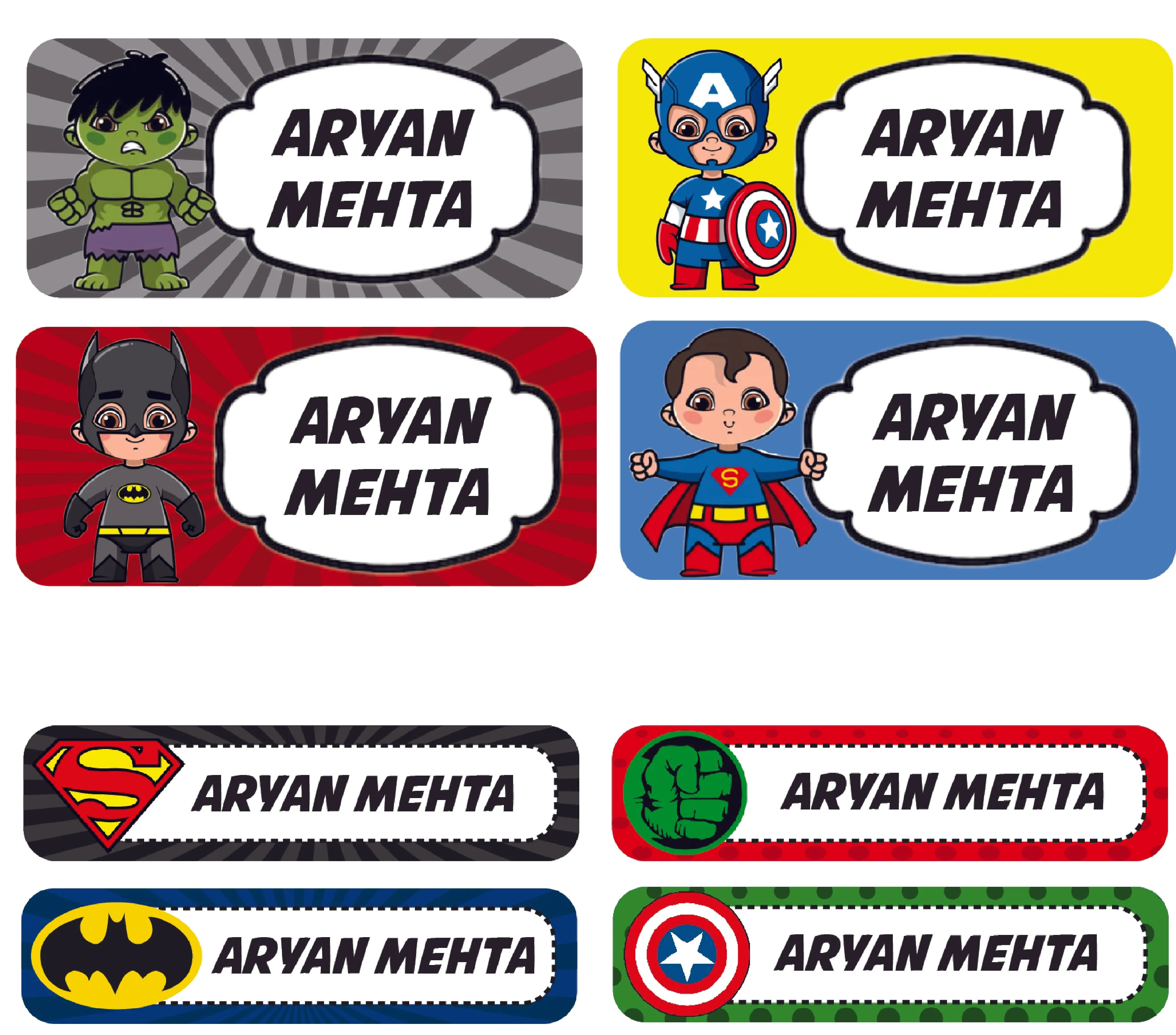 Personalized Rectangular Name Labels