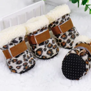 Pet Waterproof Anti-Slip Booties - Leopard, Pink, Blue