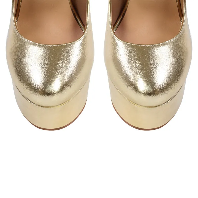 Platform Chunky High Heels Ankle Strap Shoes