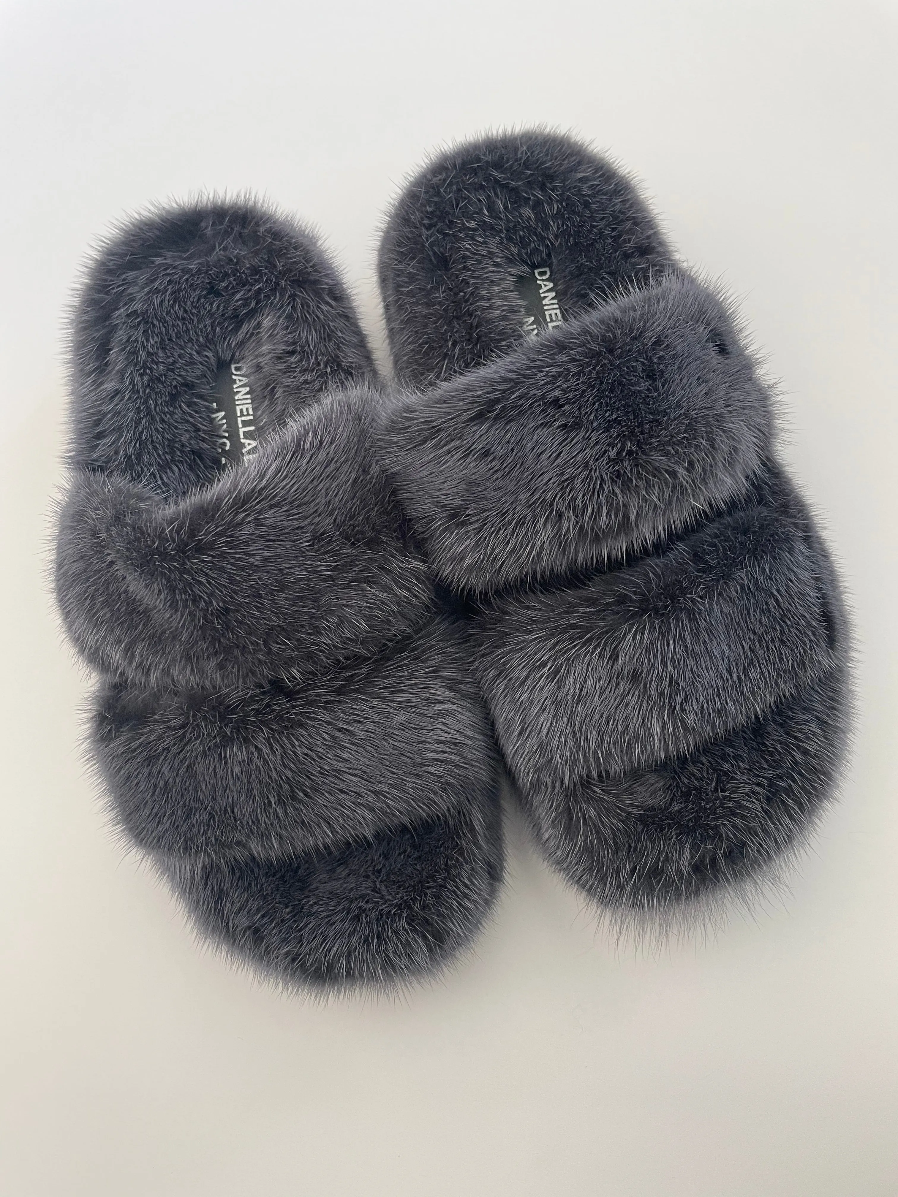 Platform Genuine Mink Slides