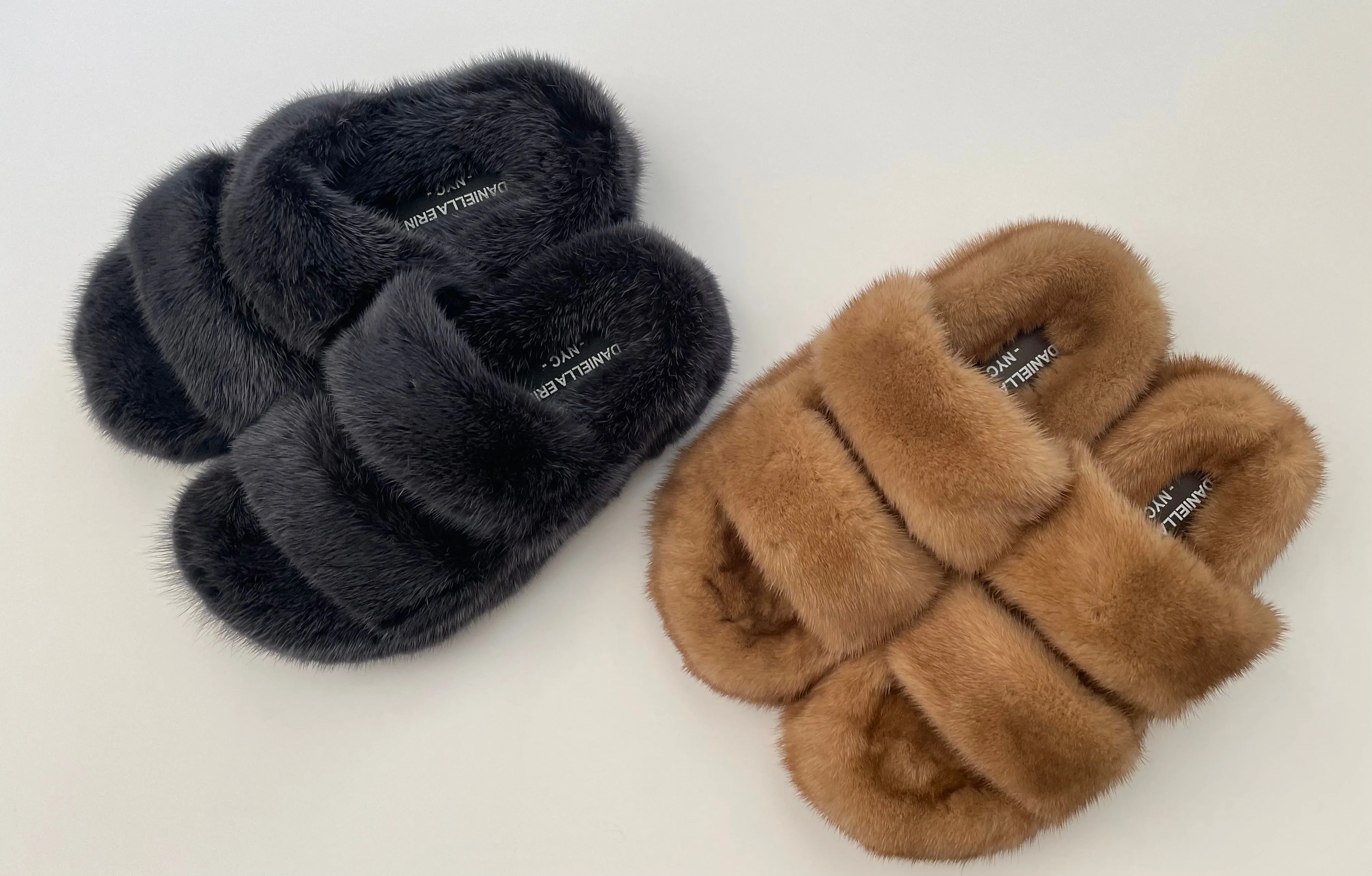 Platform Genuine Mink Slides