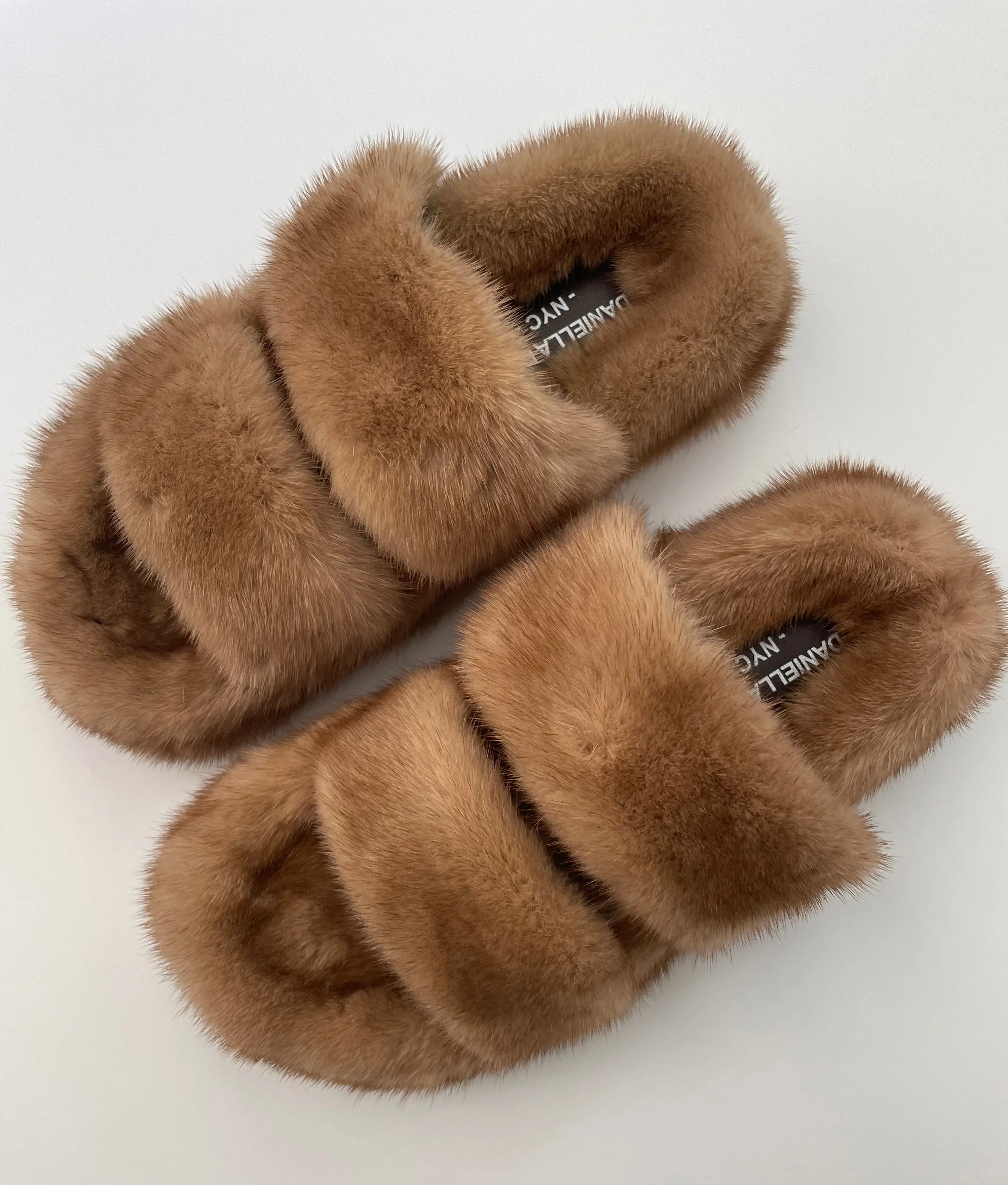 Platform Genuine Mink Slides