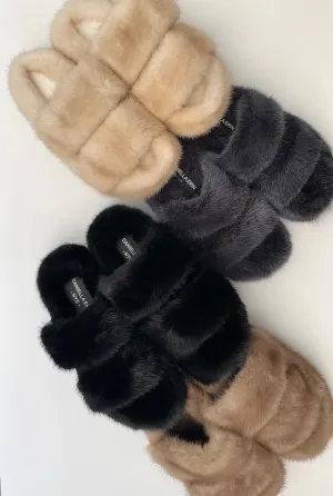 Platform Genuine Mink Slides