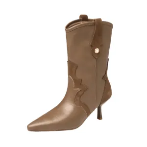 Pre Order:  Leather Mid-Calf Pointed Boots