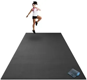 Premium Extra Large Exercise Mat - 9' x 6' x 1/4" Ultra Durable, Non-Slip, Workout Mats for Home Gym Flooring - Plyo, MMA, Cardio Mat - Use with or Without Shoes (108" Long x 72" Wide x 6mm Thick)
