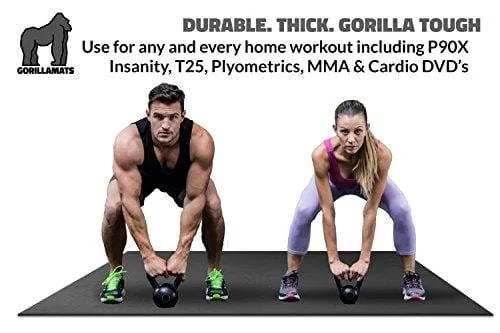 Premium Extra Large Exercise Mat - 9' x 6' x 1/4" Ultra Durable, Non-Slip, Workout Mats for Home Gym Flooring - Plyo, MMA, Cardio Mat - Use with or Without Shoes (108" Long x 72" Wide x 6mm Thick)