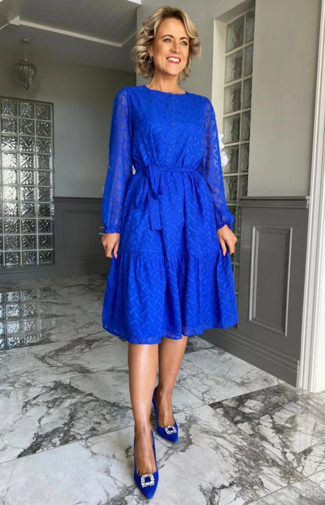 Rachels- Cobalt Blue court shoe with diamonte