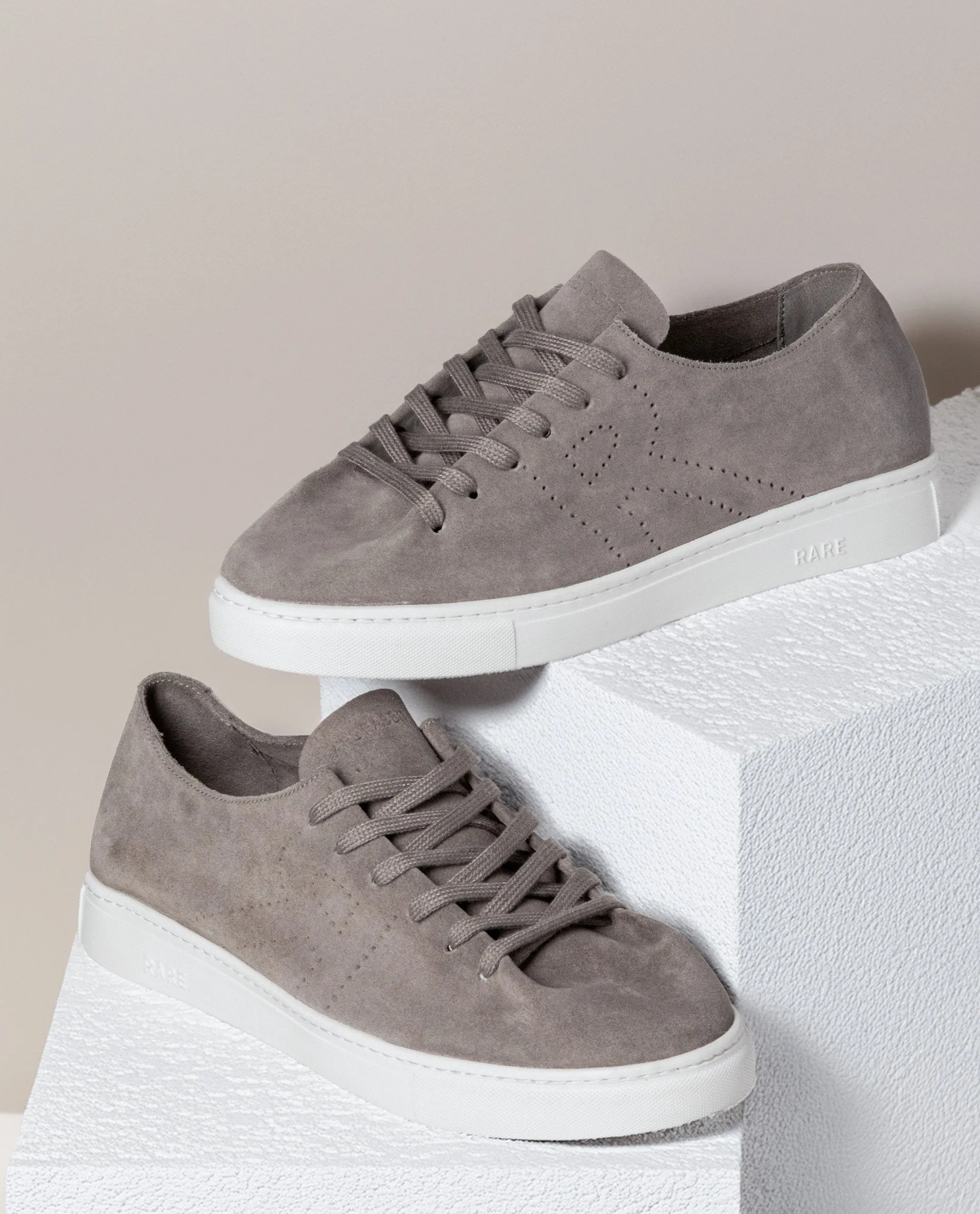 Rare Rabbit Men Skin Taupe Suede Monotone Upper Low-Top Lace-Up Plain Shoes