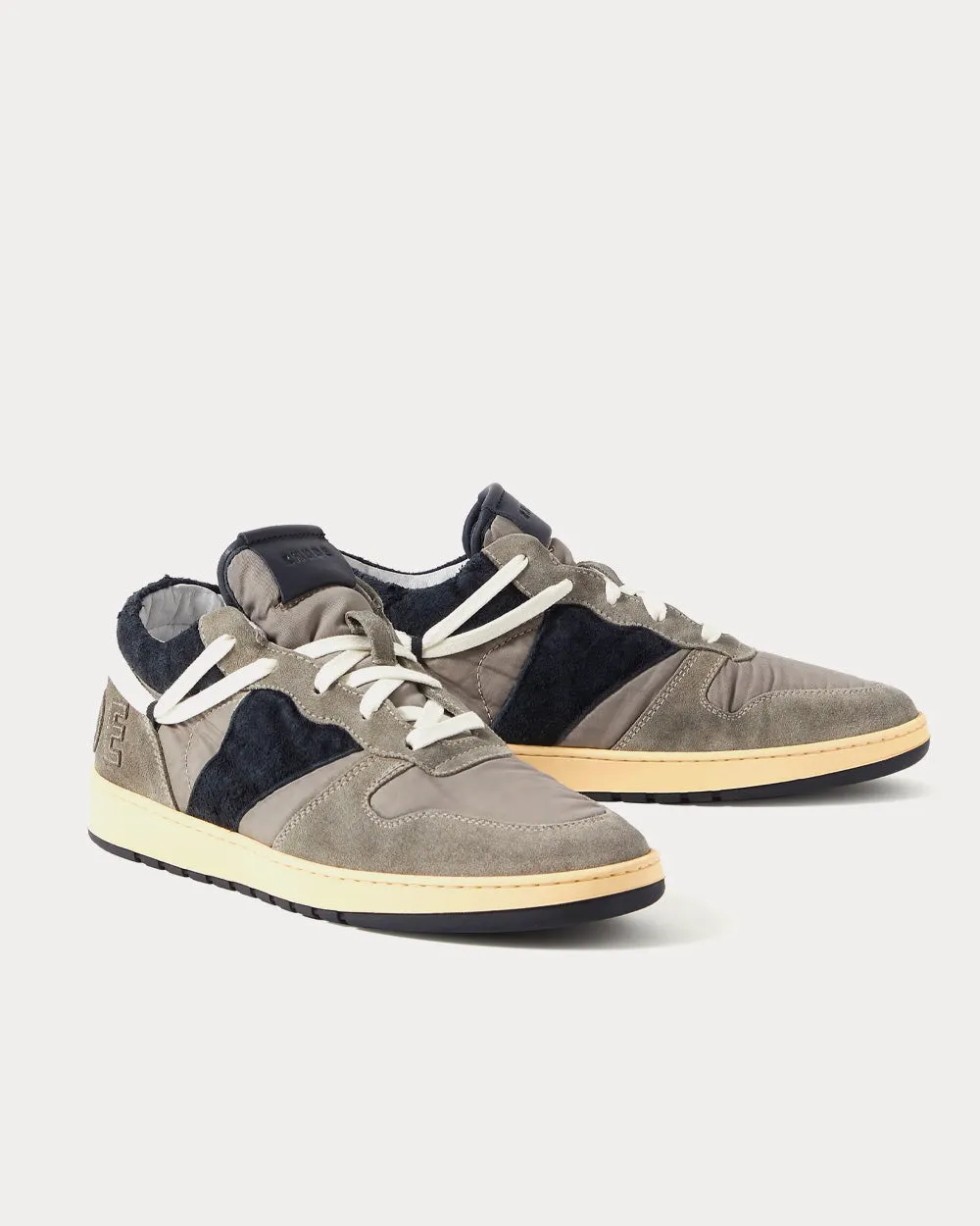 Rhecess Logo-Appliquéd Suede & Twill Dark Grey Low Top Sneakers
