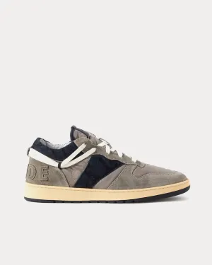 Rhecess Logo-Appliquéd Suede & Twill Dark Grey Low Top Sneakers