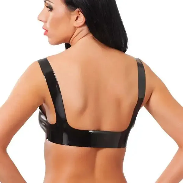 Rimba Black Rubber Secrets Peekaboo Latex Bra