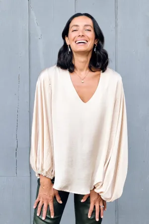 Sovana V-Neck Long Sleeve Top Light Gold
