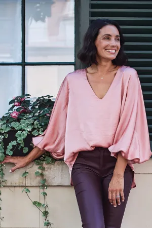 Sovana V-neck Long Sleeve Top Rose