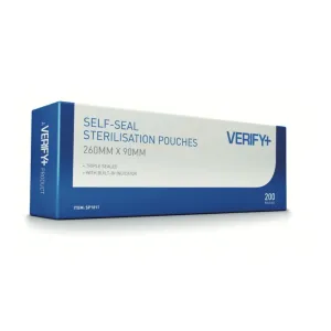 Sterilisation Self Seal Pouch 90 x 260mm 200pk | Verify  Self Seal Sterilisation Pouches: 90 x 260mm (200)