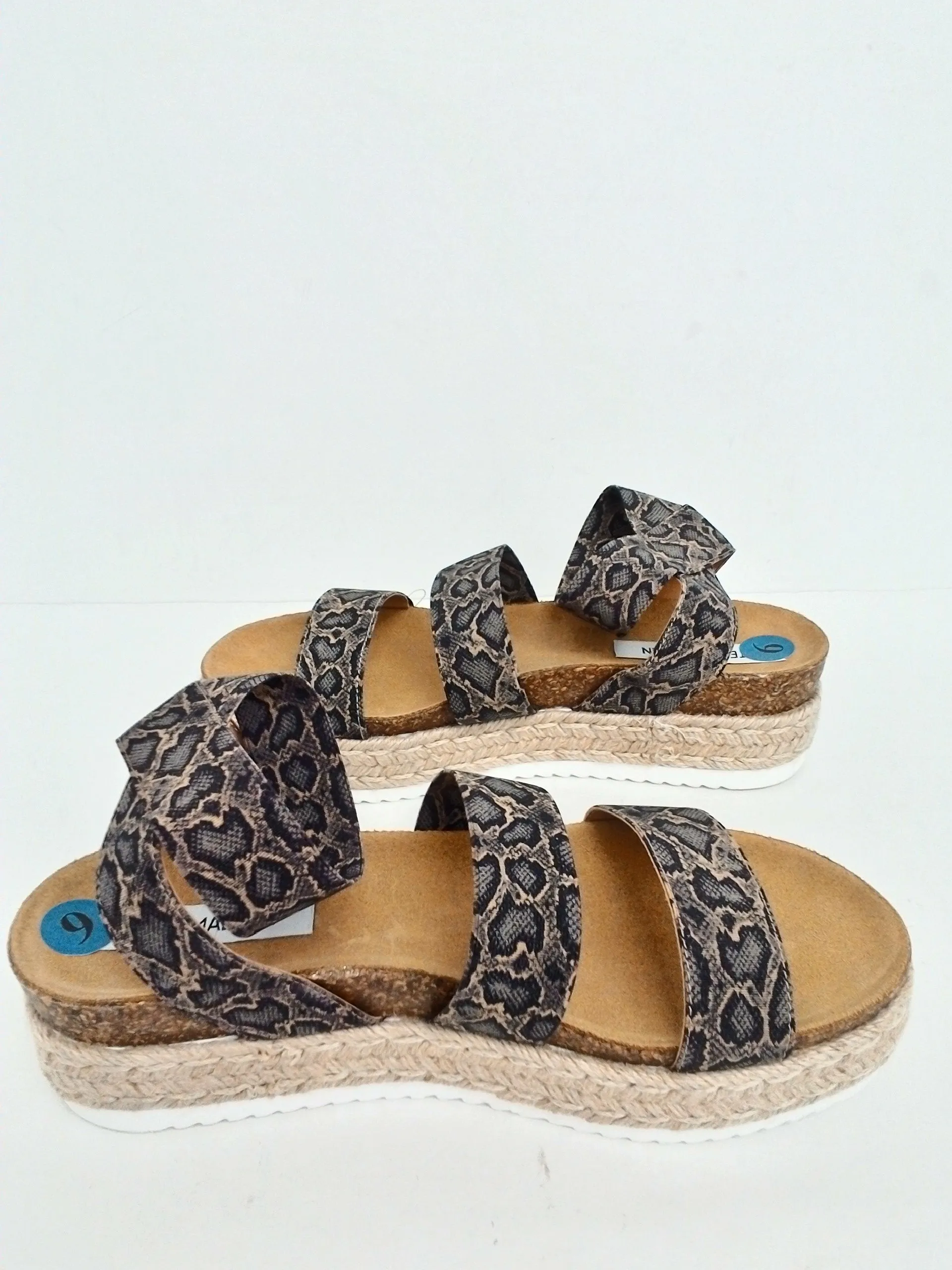 Steve Madden Women's Snake Print Grey Platform Sandals Size 9