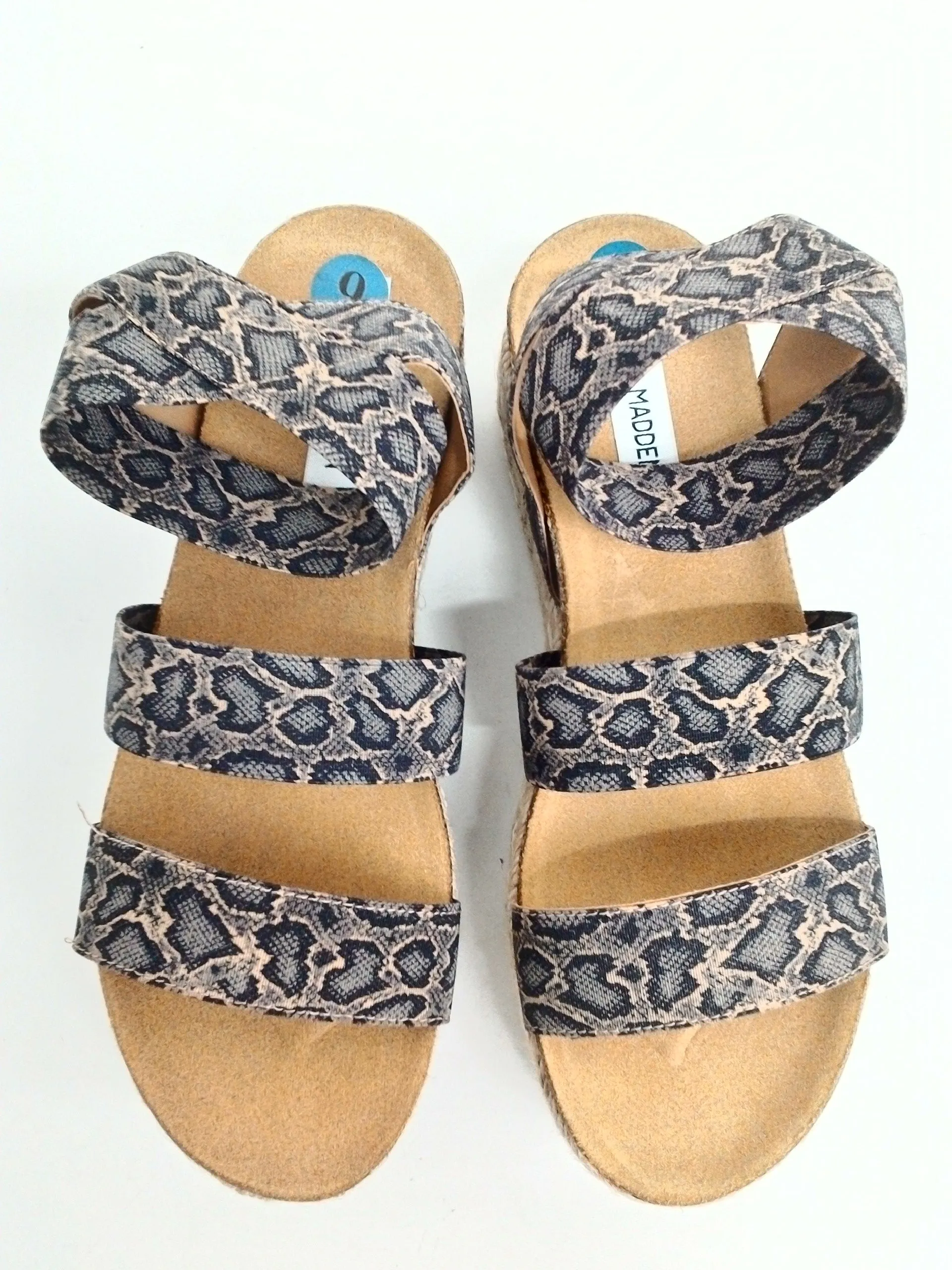 Steve Madden Women's Snake Print Grey Platform Sandals Size 9