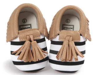 Stripe Moccasins W/ Tassels