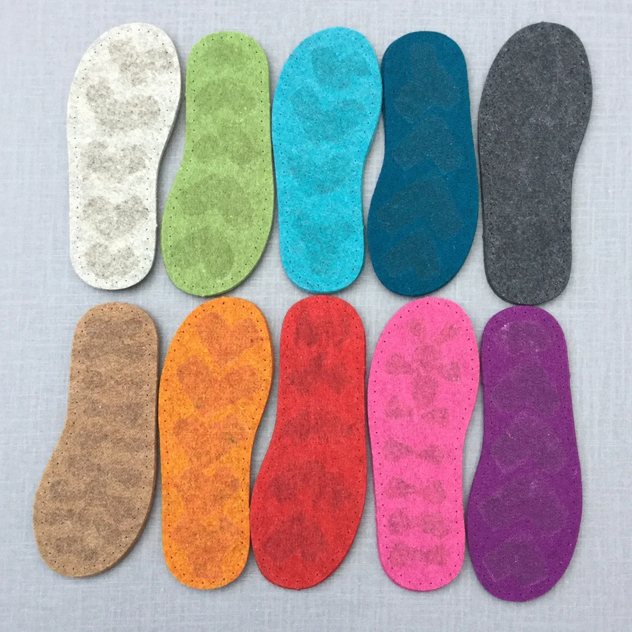Thick Wool Felt Soles with Latex Grip  - Adult sizes