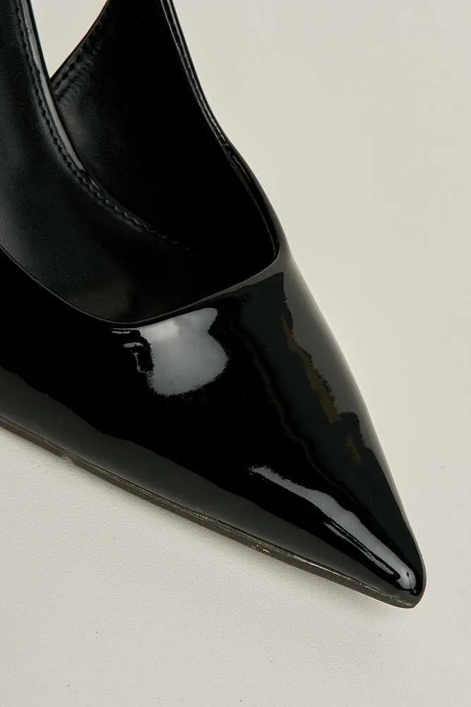 Tiffany Low Heel Slingback Court Shoes in Black