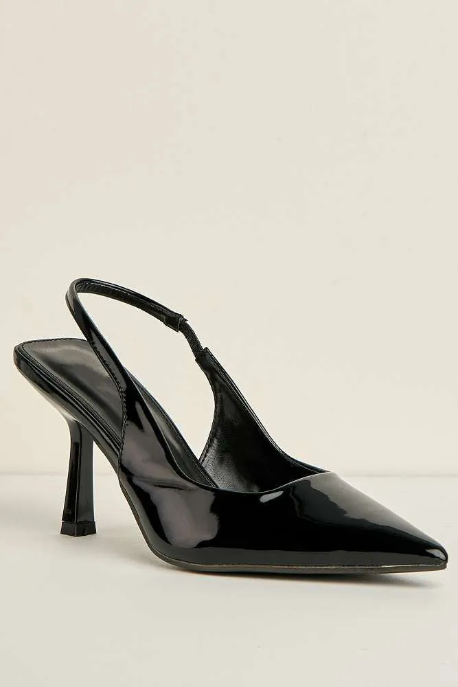 Tiffany Low Heel Slingback Court Shoes in Black