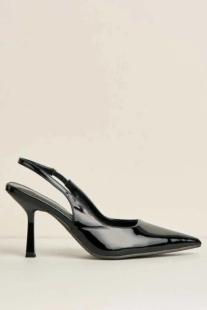 Tiffany Low Heel Slingback Court Shoes in Black