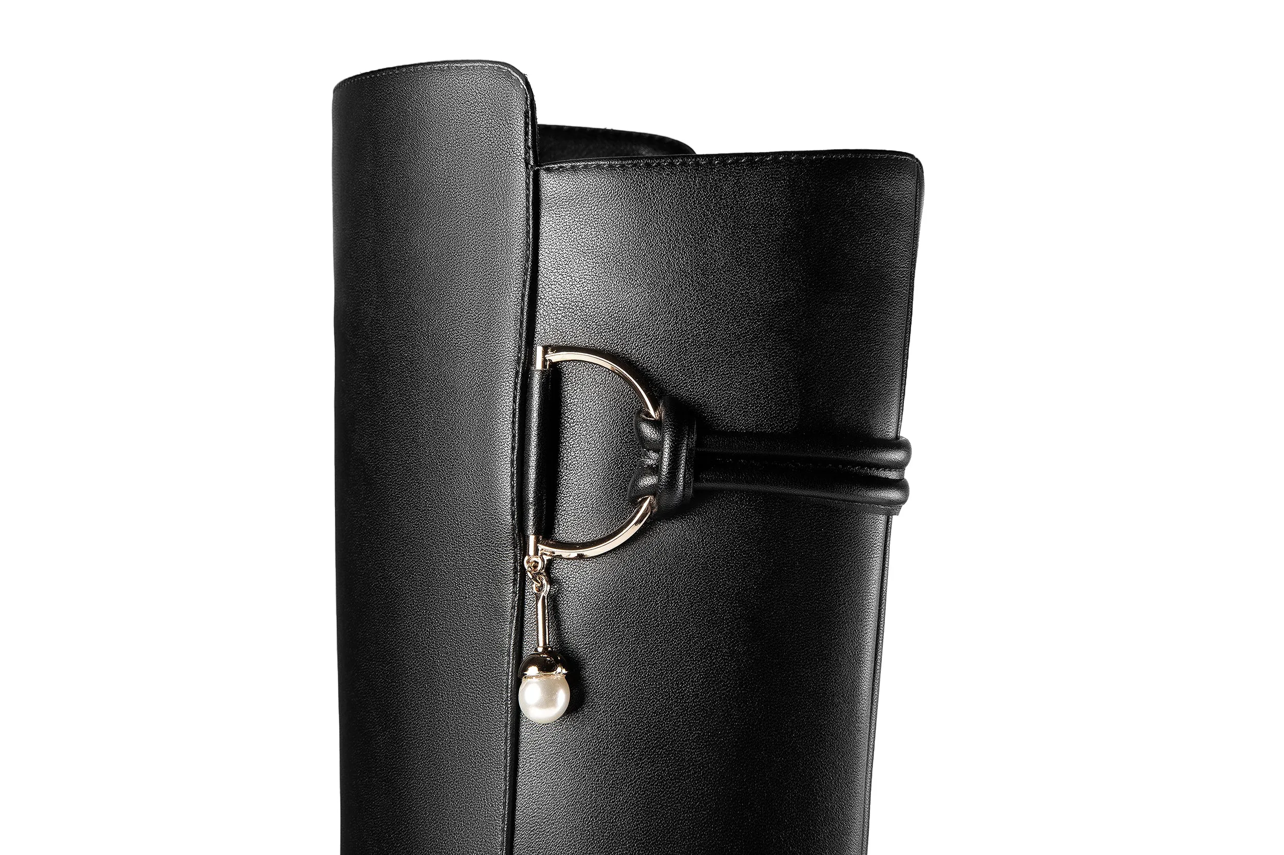 TinaCus Handmade Women's Genuine Leather Side Zip Up Mid Heel Pointed Toe Stylish Knee High Boots