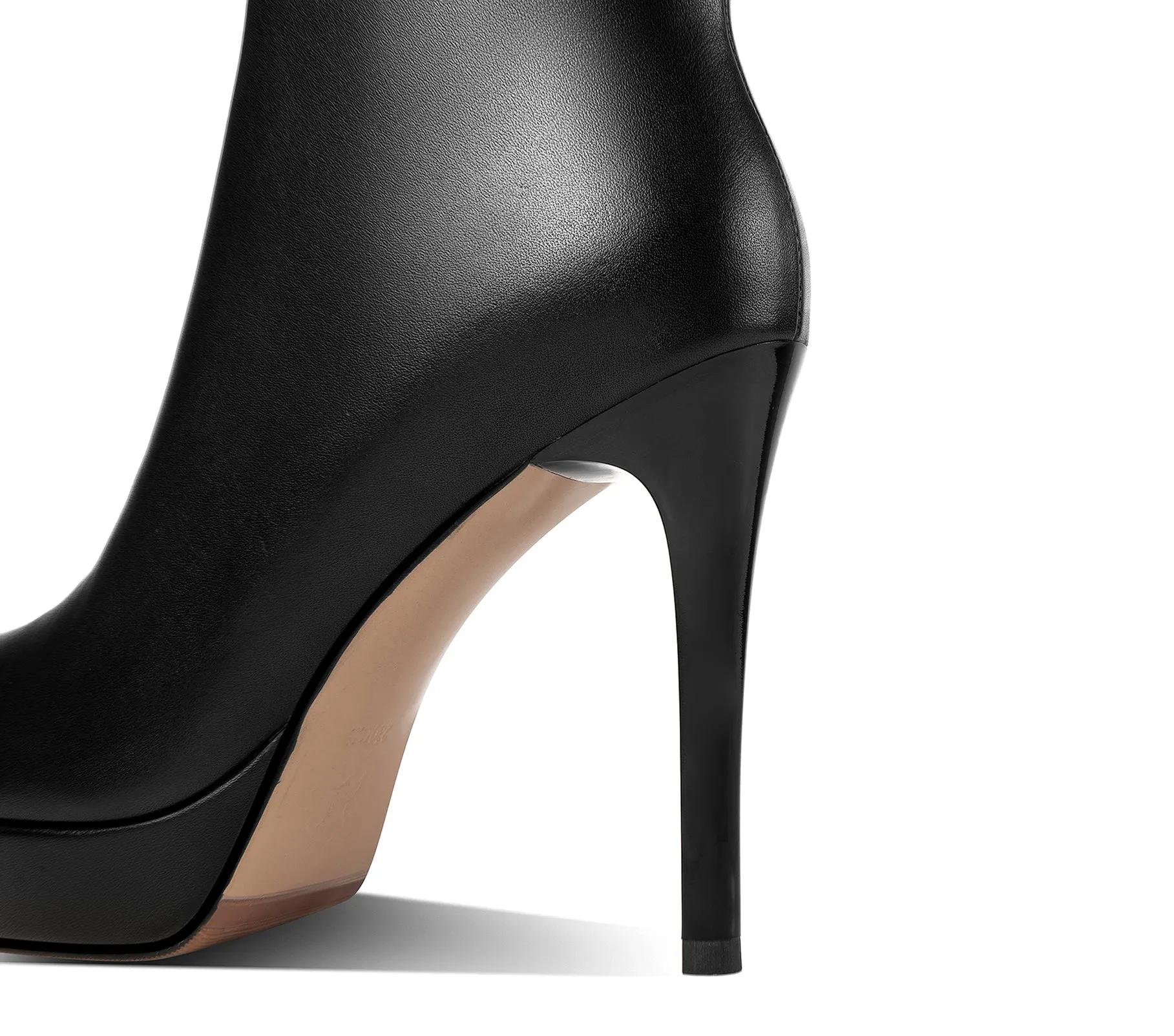 TinaCus Women's Genuine Leather Pointed Toe Handmade Platform Side Zipper Stiletto High Heels Chic Ankle Boots