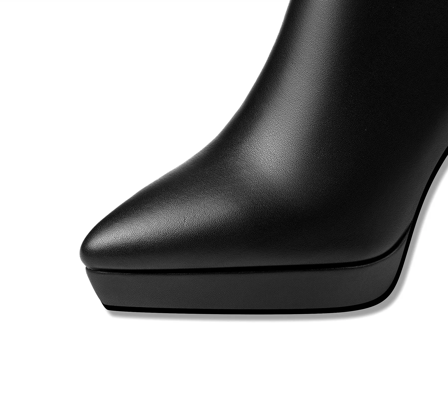 TinaCus Women's Genuine Leather Pointed Toe Handmade Platform Side Zipper Stiletto High Heels Chic Ankle Boots