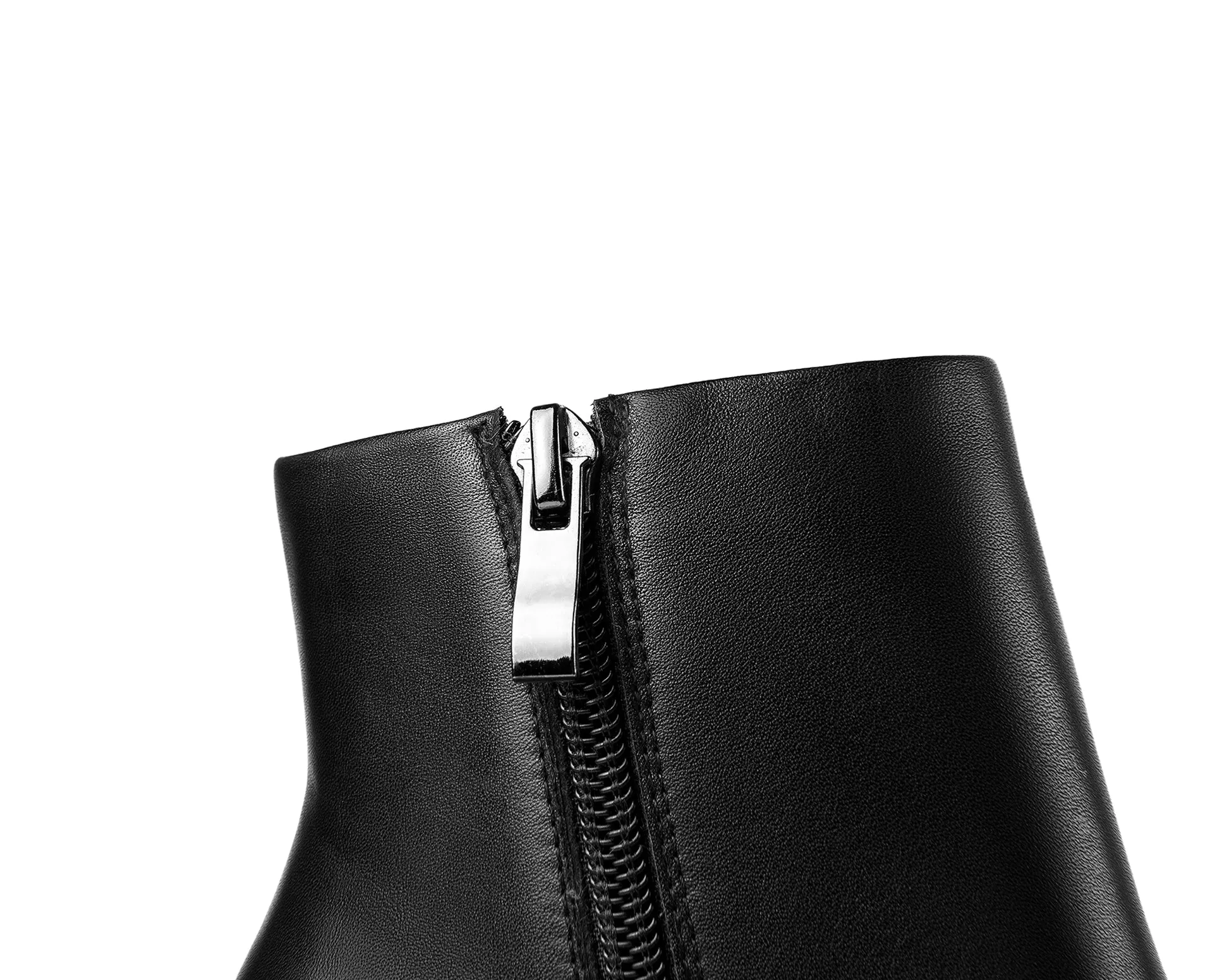 TinaCus Women's Genuine Leather Pointed Toe Handmade Platform Side Zipper Stiletto High Heels Chic Ankle Boots