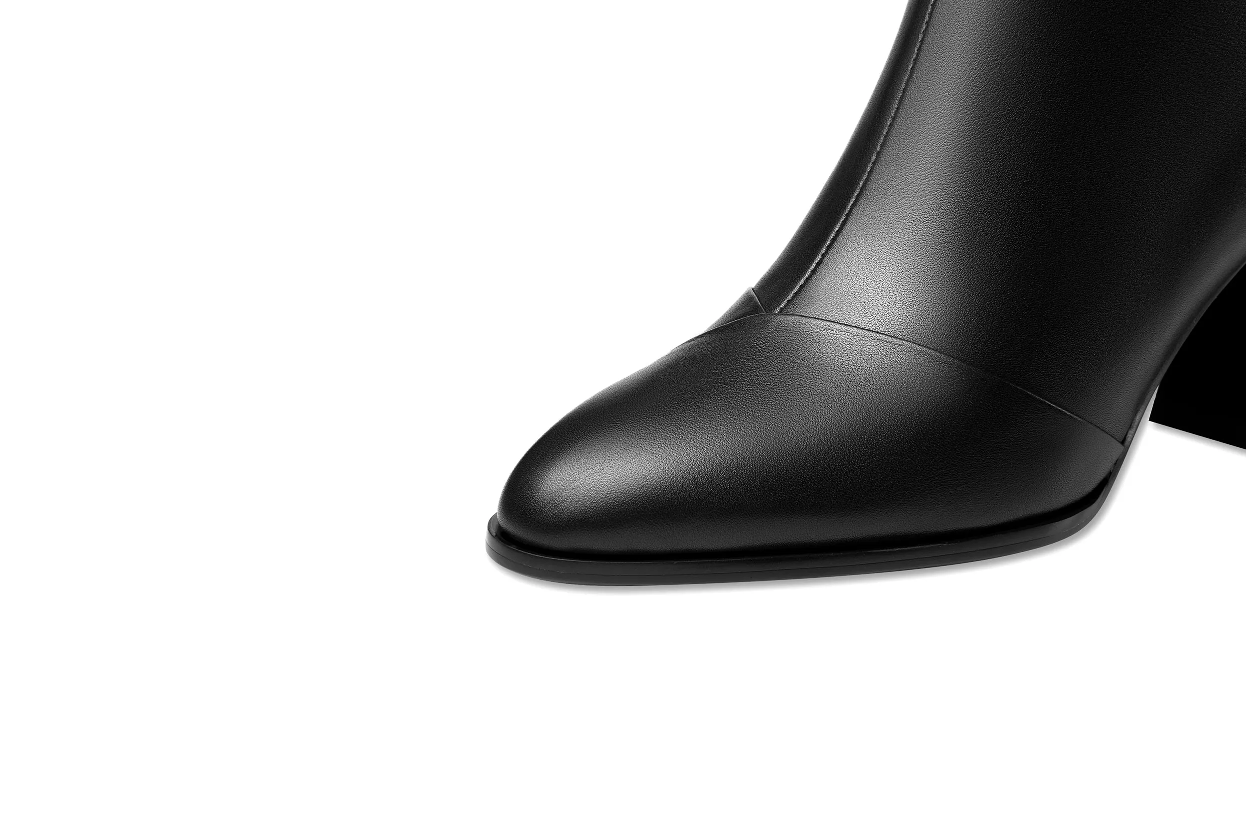TinaCus Women's Pointed Toe Genuine Leather Handmade High Heel Back Zip Ankle Boots