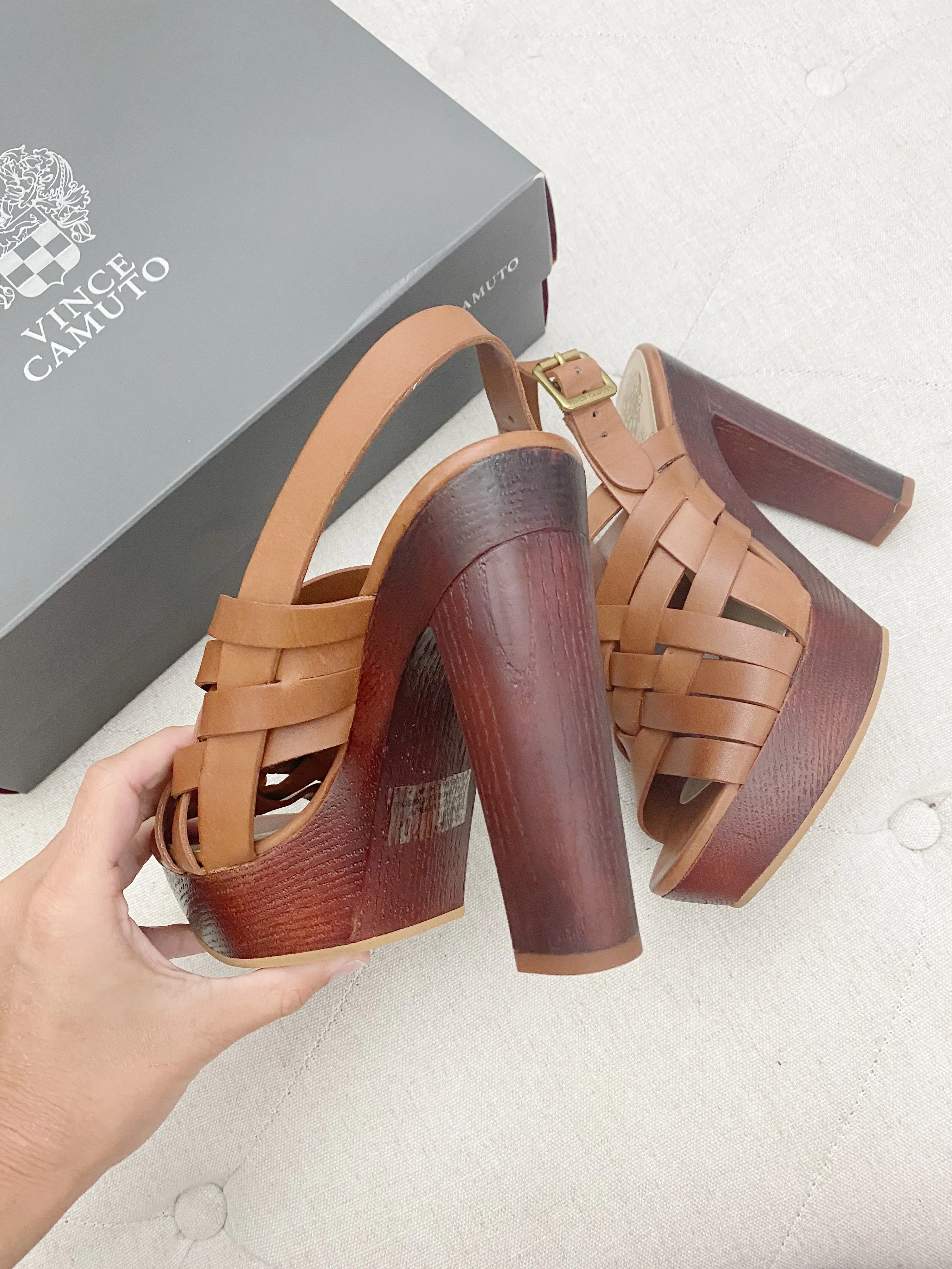 Vince Camuto Wooden Platform Heels 8.5