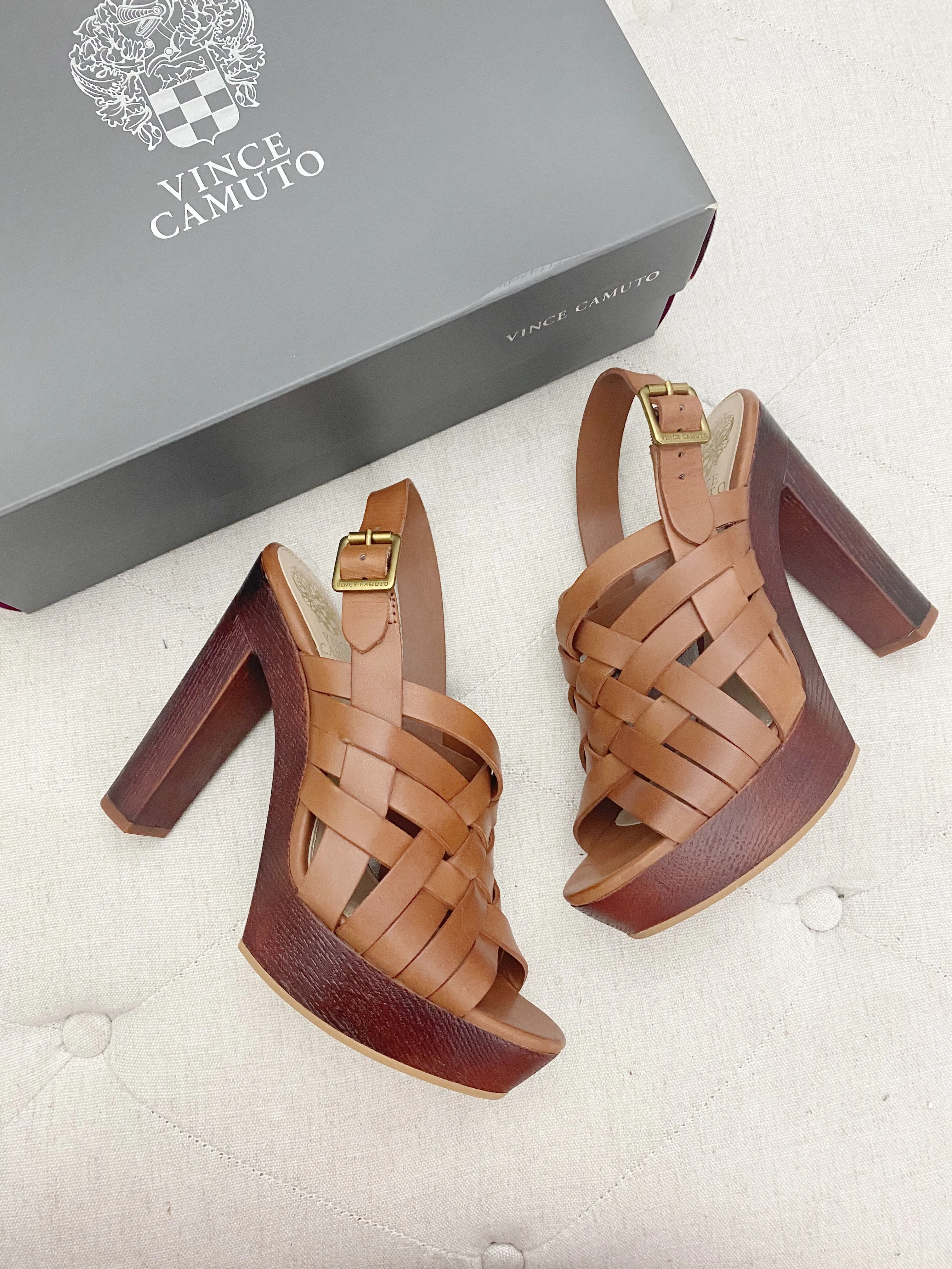 Vince Camuto Wooden Platform Heels 8.5