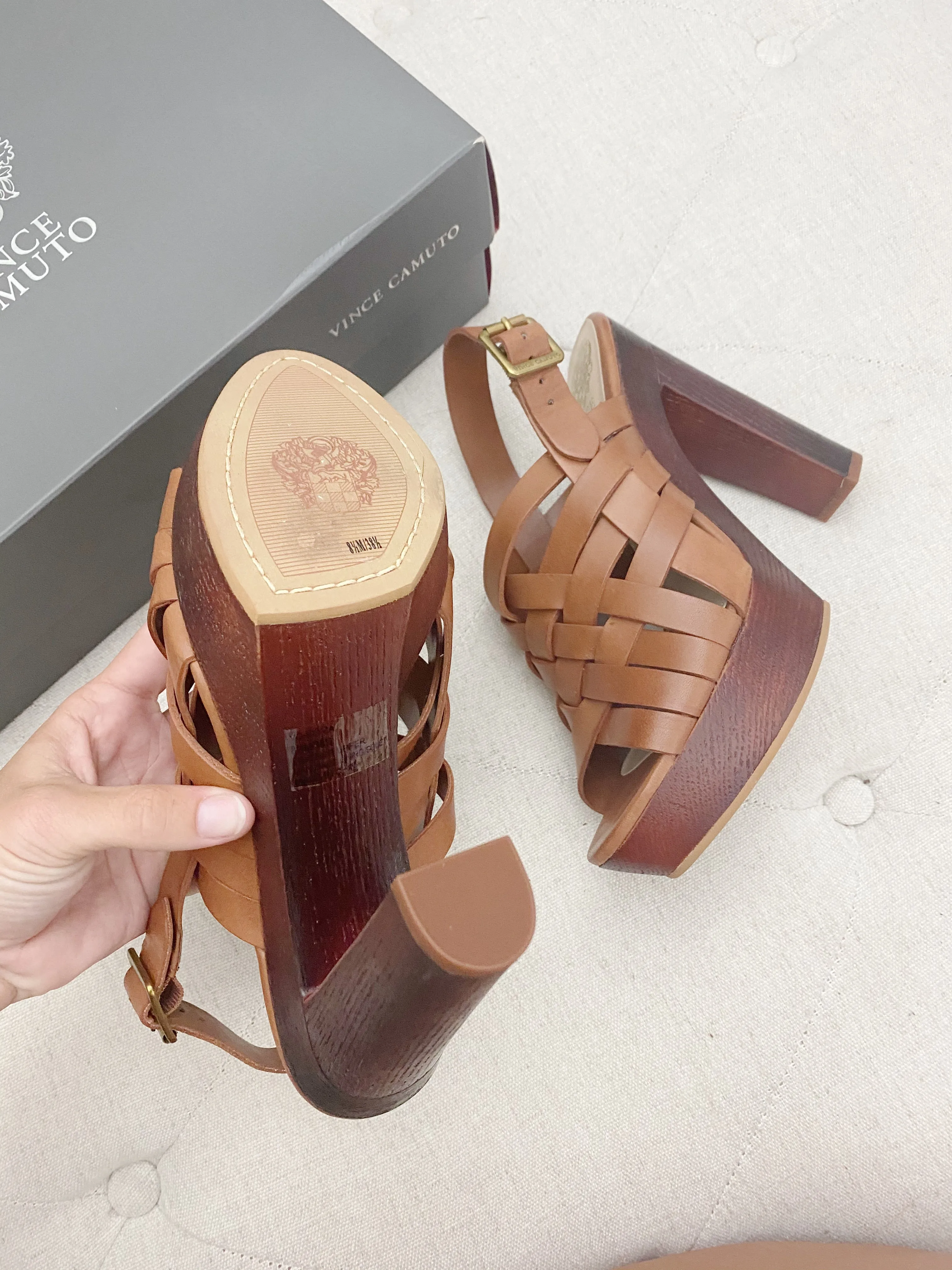Vince Camuto Wooden Platform Heels 8.5