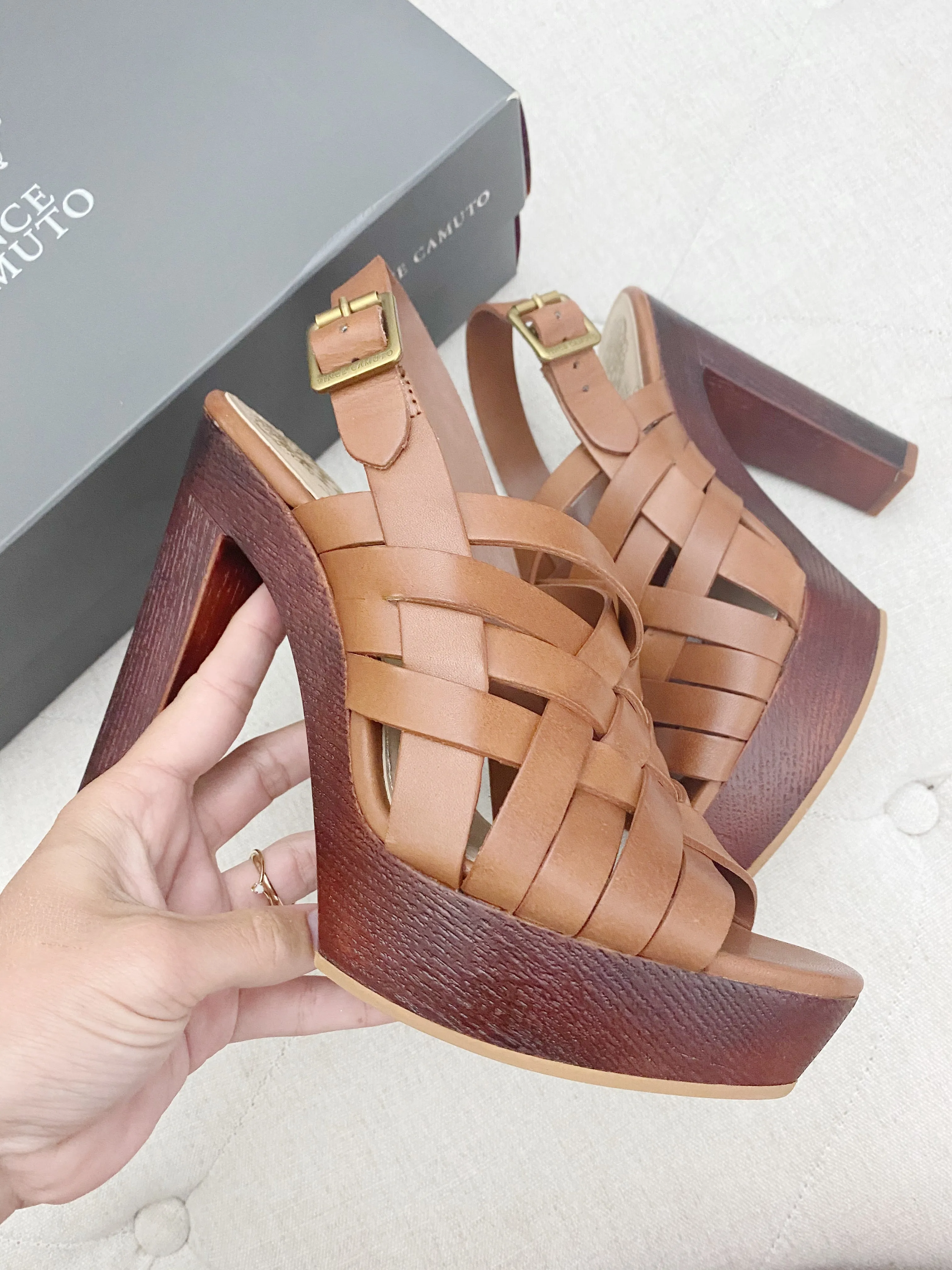 Vince Camuto Wooden Platform Heels 8.5