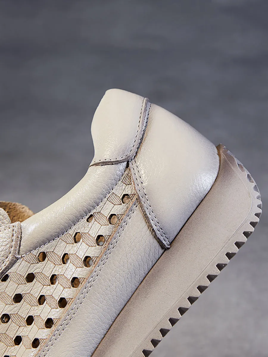 Women Summer Genuine Leather Cutout Platform Shoes CV1034