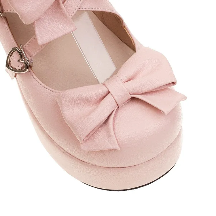 Women's Lolita Bowtie Platform Flat Shoes